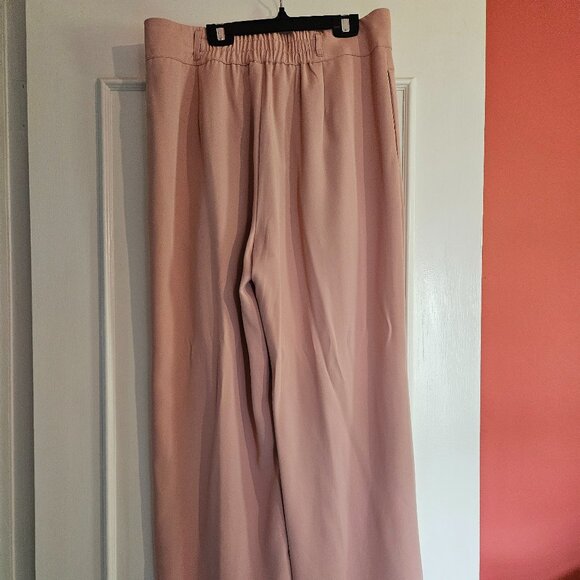 US-L, High Waisted Shirred Back Side Pocket Plicated, Strt Leg Suit Pant - Pink - Picture 6 of 6